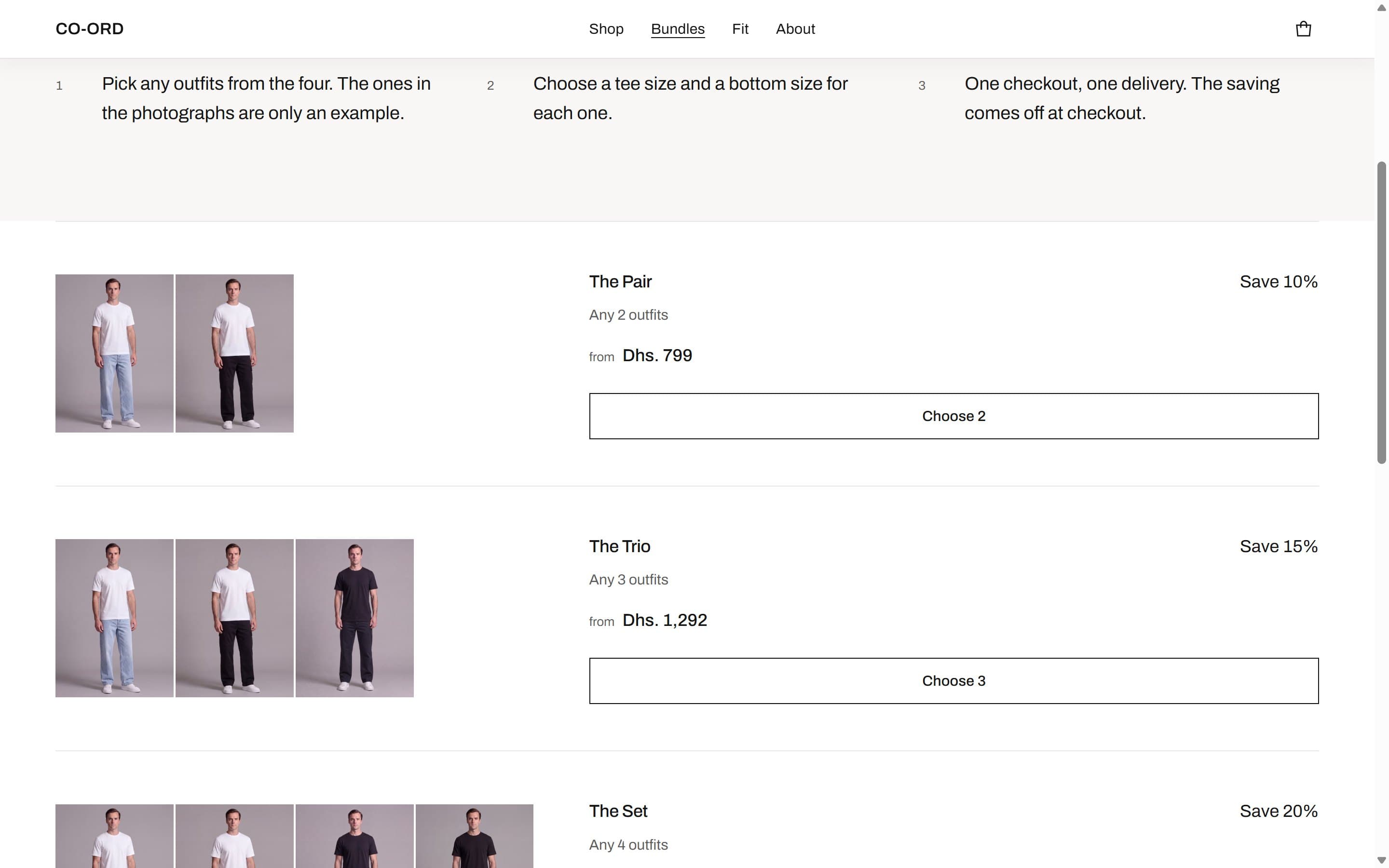 Bundles: enough outfits to cover the week, in one order