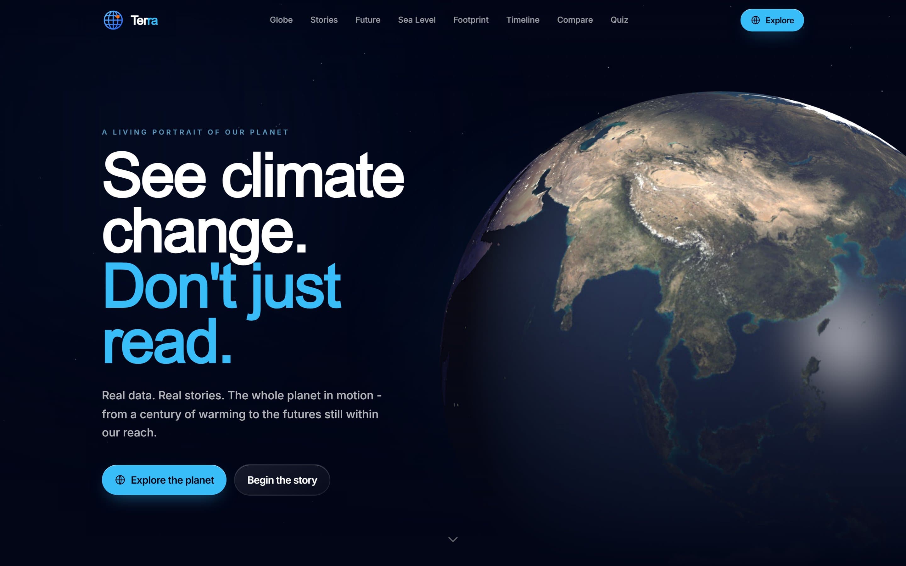Screenshot of the Terra website