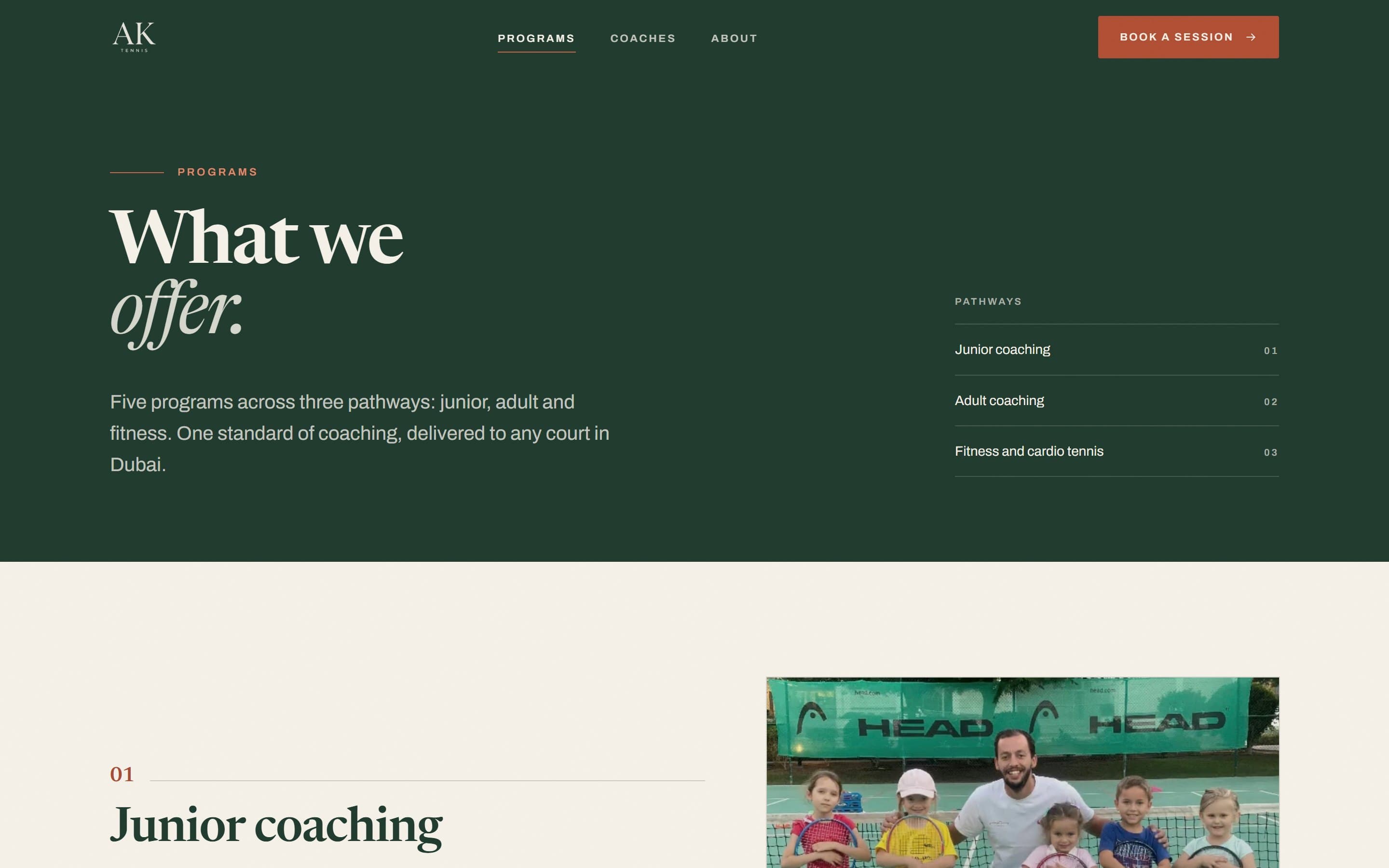 Programs: five, across junior, adult and fitness pathways